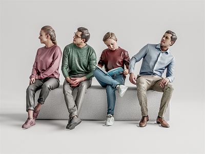 Modern multi-person sitting figure model