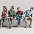 Modern multi-person sitting figure 3d model