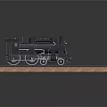 Detailed Black Vintage Steam Train Model on Brown Railway Track