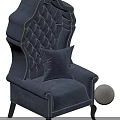 Elegant Tufted Armchairs Blue And Gray With Stitched Details And Wooden Legs