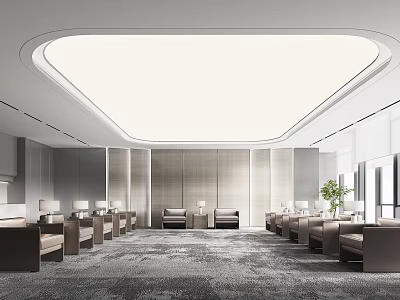 Modern Office Conference Room Interior With Comfortable Seating And Soft Ceiling Lighting Design 3d model