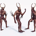 Mythical Horned Creature Sculptures In Multiple Poses With Intricate Branch Details