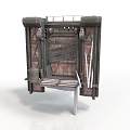 Vintage Industrial Equipment With Metal Frame Wooden Parts Ropes And Tools