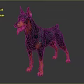 Colorful 3D Polygonal Doberman Sculpture With Artistic Modern Design Style