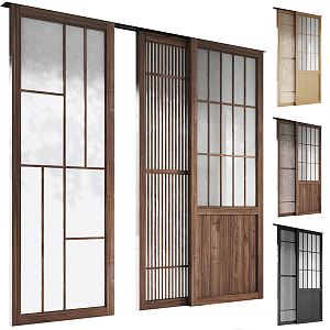 Japanese style sliding door wooden sliding door 3d model