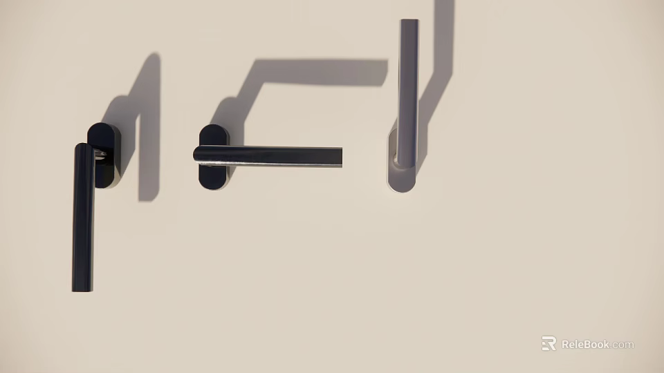 Modern Black Metal Handles With Various Shapes On Light Background 3d model 