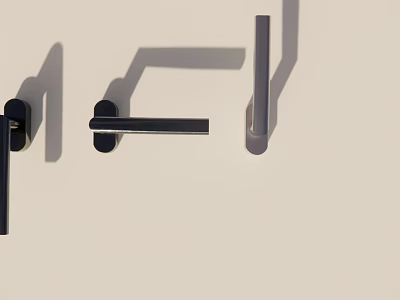 Modern Black Metal Handles With Various Shapes On Light Background 3d model