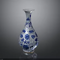 Traditional Blue And White Vase With Intricate Floral Sculpture Carving Design