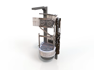 Industrial Mechanical Equipment With Metal Frame Two Circular Components And Circular Base 3d model