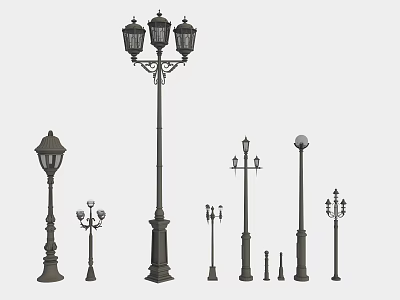 Various Styles Outdoor Lights For Garden Street With Vintage And Modern Metal Designs 3d model