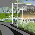 Modern gallery curve Demonstration area Landscape curve Special-shaped landscape gallery 3d model