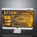 Advanced Electronic Appliance Monitor Displaying Orange Technical Design Interface And Circuit Diagrams