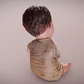 Vintage Baby Doll With Worn Cloth Outfit Sitting In Classic Pose