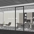 Modern Office Glass Partition Design Featuring Dot Pattern And Office Furniture