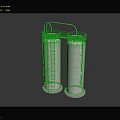 Two White Transparent Cylindrical Containers With Metal Connecting Tube And Base As Laboratory Apparatus