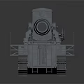 Gray Military Tank 3D Render With Long Cannon Tracked Chassis And Metal Railings
