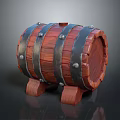 Traditional Wooden Barrel Structure With Metal Hoops Rivets And Wooden Legs