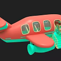Vibrant Colorful Cartoon Airplane With Staircase And Open Door Photo Spot