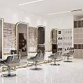 Modern Hair Salon Interior With Styling Chairs Mirrors And Storage Cabinets