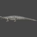 Game Movie Crocodile Character with Open Mouth Sharp Teeth Rough Skin and Horned Head