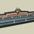 Classic Residential Landscape Design With Multiple Fountains Flower Planter And Brick Wall Structures