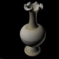 Stylish White Ceramic Vase With Ruffled Rim And Round Body Design