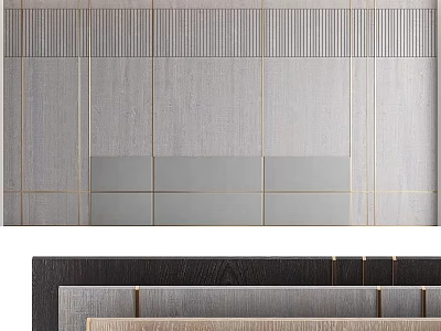 Modern Wall Hanging With Wooden Panels And Metal Stripes For Home Decor 3d model