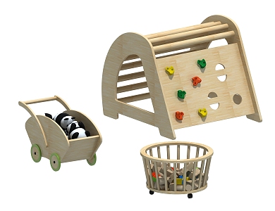 Climbing frame, trolley, toy storage trolley 3d model