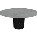 Elegant Round Table And Chair Set With White Marble Top And Black Base 3d model
