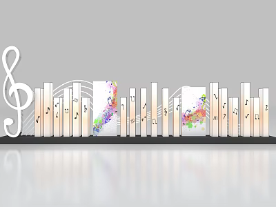 Musical Notes Photo Spot With Staff And Colorful Graffiti On White Background 3d model