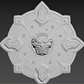 Weapon Decorative Circular Carved Mask Face With Symmetrical Intricate Patterns 3d model