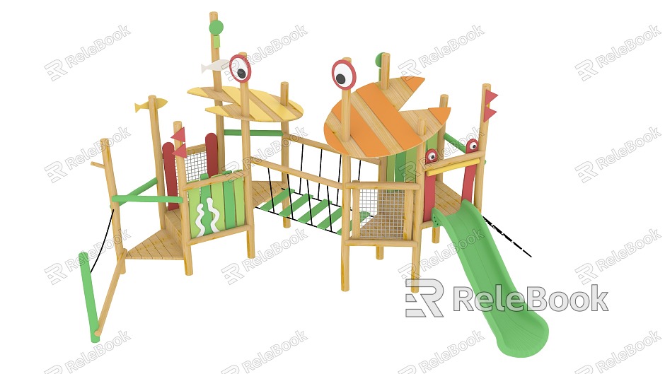 Modern Kids Crab Wooden Slide model