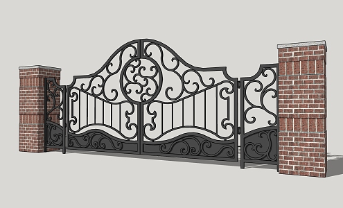 European gate wrought iron gate 3d model