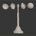 Modern Metallic Sculpture With Silver Spheres Disc Shapes And Sleek Reflective Stand
