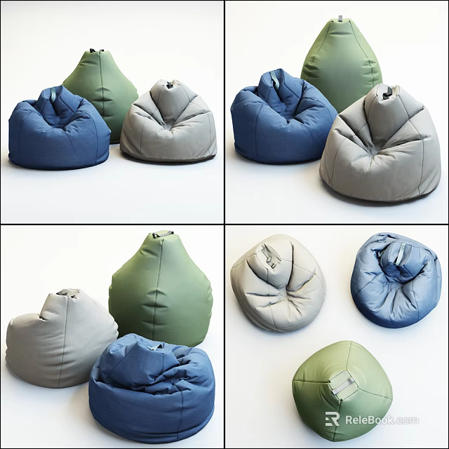 Cozy Bean Bag Chairs In Multiple Colors For Living Room Decor 3d model 