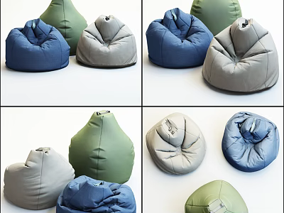 Cozy Bean Bag Chairs In Multiple Colors For Living Room Decor 3d model