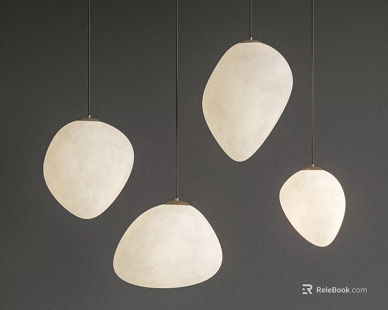 Modern Irregular Shaped White Pendant Lights Hanging On Dark Background 3d model