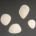 Modern Irregular Shaped White Pendant Lights Hanging On Dark Background 3d model