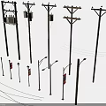 Telephone Poles Street Lamps And Sign Posts For Urban Scene Construction
