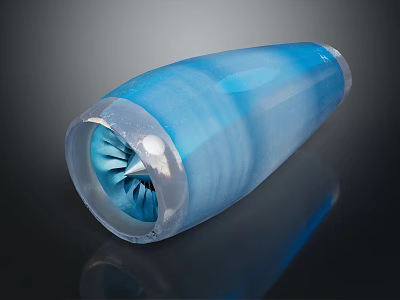 Blue Transparent Glass Cone With Internal Structure And Reflective Surface 3d model