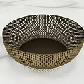 Elegant Modern Ceramic Bowl With Perforated Grid Design On White Marble Surface 3d model