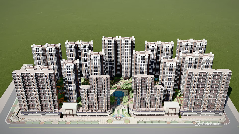 Modern Open Kitchen Interior Design With Island Counter And Cabinets 3d model