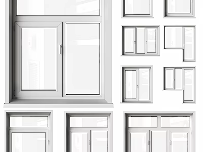 Various Window Designs Featuring Single Double and Multiple Panel Styles for Homes 3d model