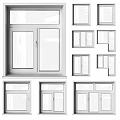 Various Window Designs Featuring Single Double and Multiple Panel Styles for Homes 3d model