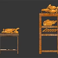 Fresh Bread and Pastries Displayed on Multiple Layer Wooden Shelves