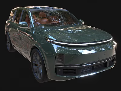Modern Green SUV Exterior Design With Sleek Front Grille And Alloy Wheels 3d model
