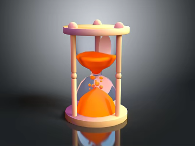 Stylish Orange Hourglass With Light Frame Reflection Base And Flowing Sand As Practical Household Item 3d model