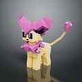 Adorable Pixel Art Creature Character With Yellow Body Pink Ears And Tail