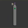 Tall Shiny Silver Gas Cylinder With Purple Gold Valve And Green Label