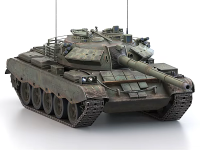 Modern Military Tank With Turret Gun Barrel Tracks And Camouflage Armor 3d model